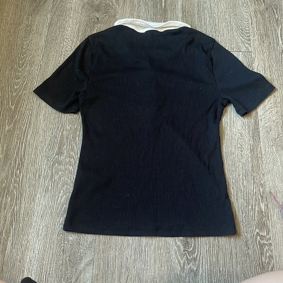 J. Crew Vintage ribbed polo T-shirt short sleeve black and white size small - Picture 7 of 7